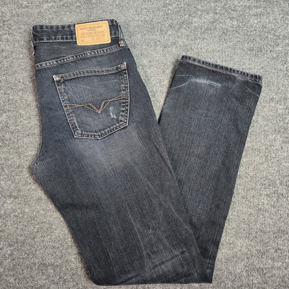Guess Jeans Mens Dark Wash Slim Straight Leg Blue Denim Brit Rocker 32x32 (x33)